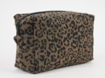 Rectangular toiletry bag mocha quilted leopard