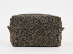 Rectangular toiletry bag mocha quilted leopard