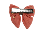 Mini bow tie clip gaze pois or rose blush