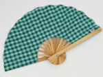 Hand-held fan green mint gingham