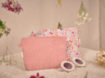 Tiny coton clutch bag blush pink corduroy