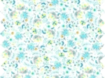 1 m fabric coupon green and white flowers