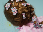 Small bows hair clips rose grenadine