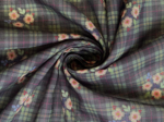 Cotton veil fabric tartan fleuri