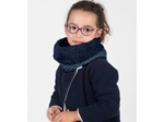 Children fur scarf snood bulle bronze marine