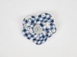Flower petal hair slide small  navy embroidered gingham