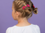 Ribbon bow hair slide pompons cerise