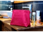 Cosmetic bag with flap fuchsia gold star