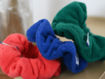 Small scrunchie flashy green terry towelling