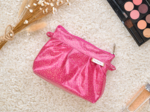Mini Pleated clutch bag fuchsia pailleté
