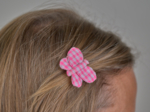 Butterfly hair clip neon pink gingham