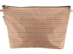 Cosmetic bag with flap bronze copper stripe 