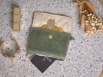 zipper pouch card purse velours côtelé kaki