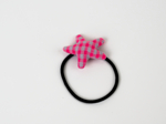 Pony-tail elastic hair star neon pink gingham