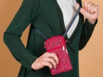 Quilted phone pocket pompons cerise