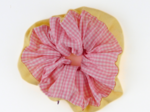 Large Two-Tone Scrunchie vichy rose - oxford jaune