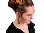 Bow tie hair slide caramel golden straw