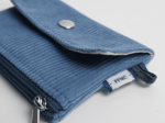 Zipper pouch card purse azure blue corduroy