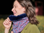 Adult Fur scarf snood romance fleurie