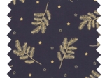 Cotton fabric ex2317 navy blue and gold fir branches
