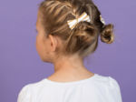 Ribbon hair slide rayé or blanc