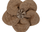 Flower petal hair slide small  gaze pailletée camel