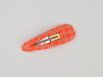Fabric hair clip neon orange gingham