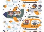 Cotton fabric ex2319 animals in the sky