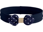Jersey knit baby headband navy blue spots