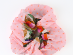Large Two-Tone Scrunchie fleur de thé - plumetis corail
