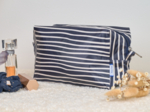 Rectangular toiletry bag striped  ivory navy