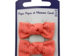 Small bows hair clips gaze dentelle corail