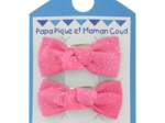 Small bows hair clips glittery pink