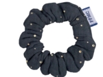 Mini Scrunchie gaze pois or marine