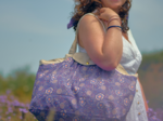 Pleated tote bag - Medium size lavandula