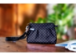 Mini Pleated clutch bag navy blue spots