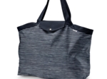 Tote bag with a zip striped silver dark blue