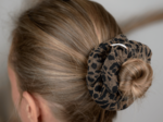Scrunchie mocha quilted leopard