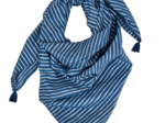 Pom pom scarf striped silver dark blue