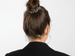 Small scrunchie striped silver dark blue