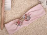 Jersey knit baby headband porcelaine rosée