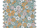 Coupon tissu 50 cm EX2503 floral retro lichen