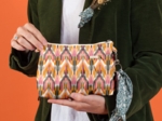 Pleated clutch bag ikat ocre