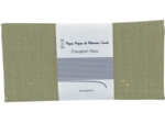 Coupon tissu 50 cm almond green with golden dots gauze