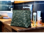 Cosmetic bag with flap fleuri kaki