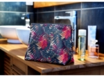 Cosmetic bag with flap tropical fire