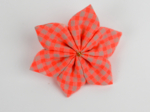 Star flower hairslide neon orange gingham