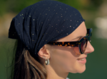 Headscarf headband- Adult size gaze pois or marine