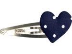 Heart hair-clips navy blue spots