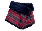 Children fur scarf snood tartan rouge